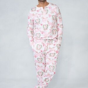 Roller Rabbit Mens Merry Monkey Beaux Spencer Pajamas Size LHOLIDAY PINK / L